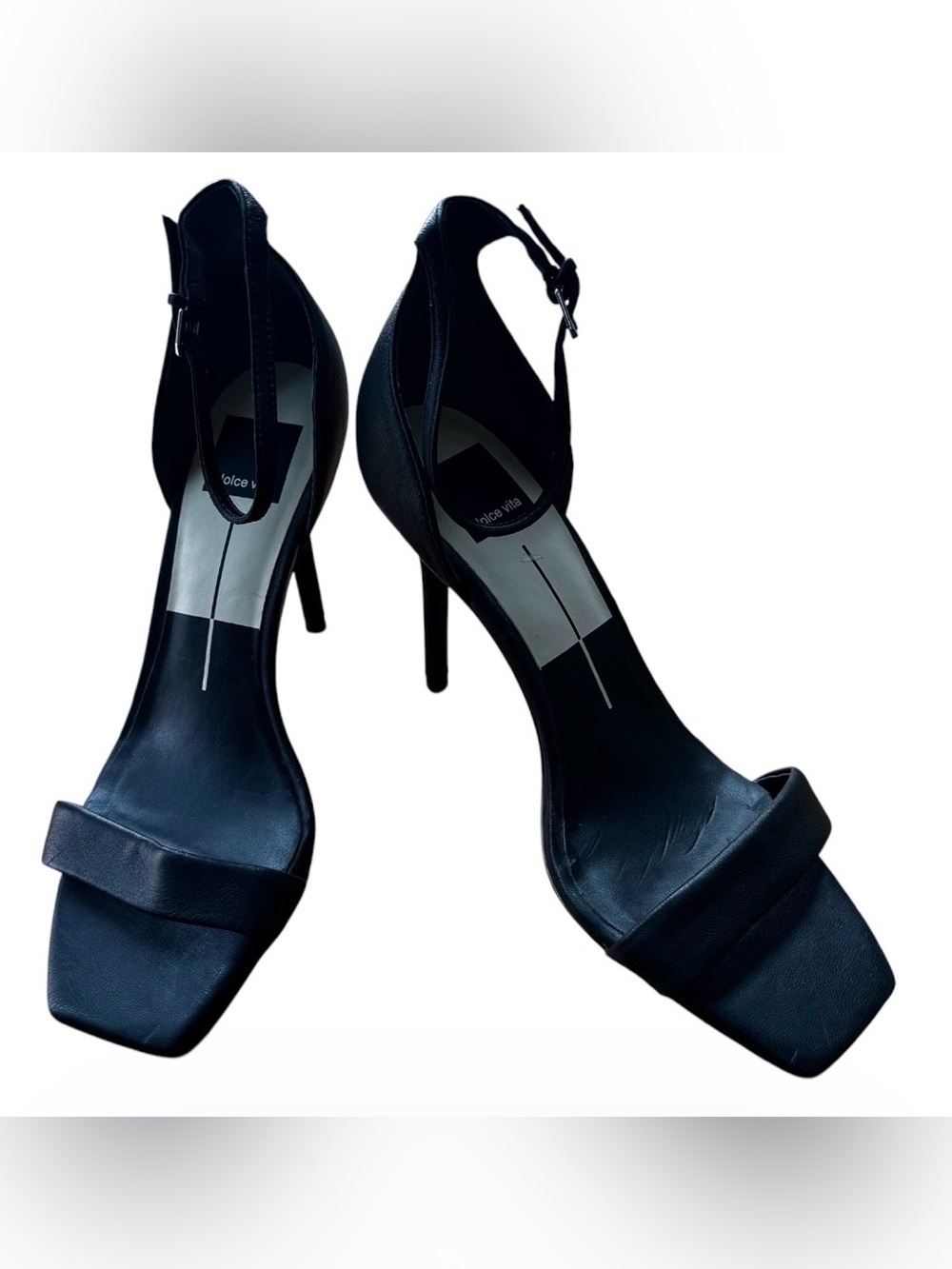 🖤Dolce Vita Black Halo Ankle-Strap Square-Toe Strappy Stilettos 7.5💃🏻